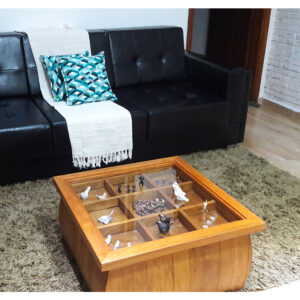 Mesa De Centro Com Nichos Em Madeira RÚstico De DemoliÇÃo