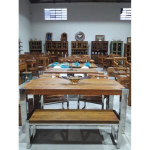 Mesa PÉs De Inox 2 Em Madeira RÚstico De DemoliÇÃo