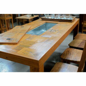 Mesa Cooler Manchetada Em Madeira De DemoliÇÃo