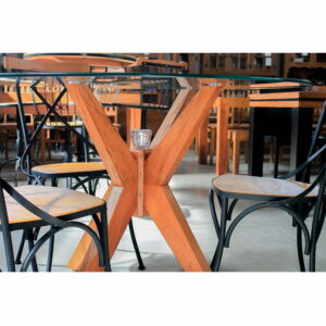 Mesa Tulsa Tampo De Vidro Em Madeira De DemoliÇÃo