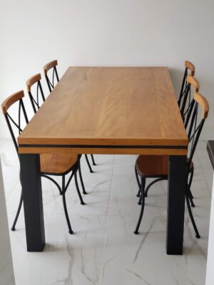 Mesa de Madeira e Aço Carbono 006