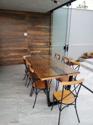 Mesa de Madeira e Aço Carbono 015